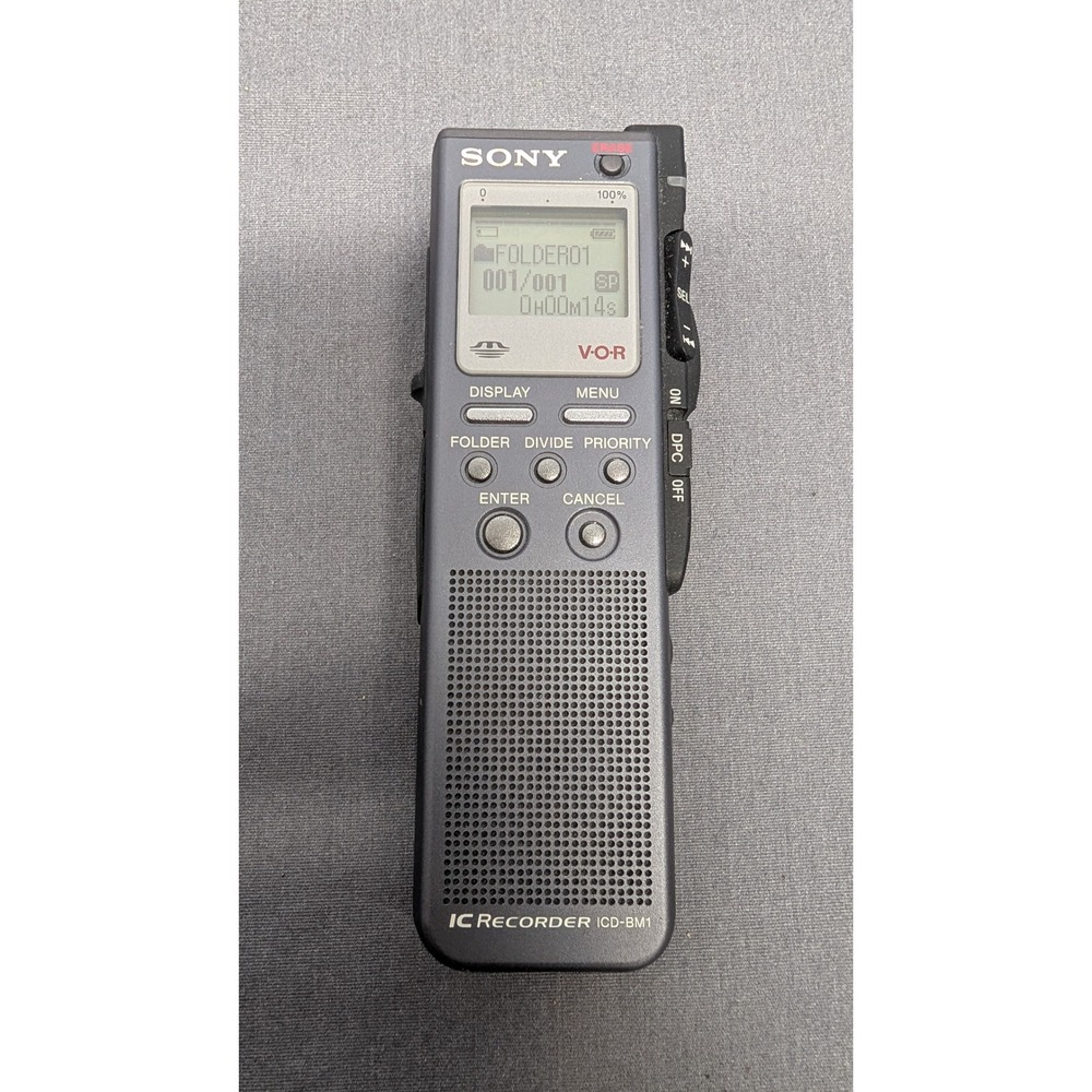 Sony IC Recorder ICD-BM1 Gray Digital Voice Recorder w/ 16MB Memory Stick -Works